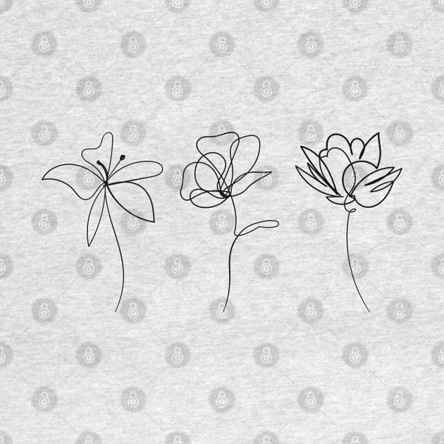 Elegant floral composition hand drawing - Delicate flowers by ZenNature